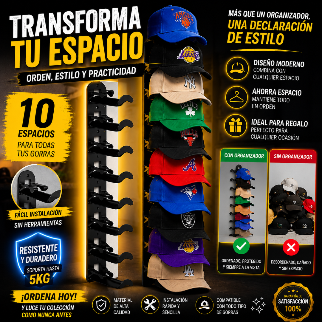 Organizador Premium para Gorras de Pared